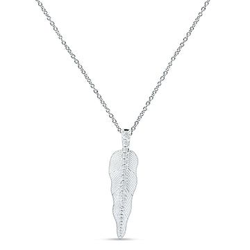 Diamond Pendant Leaf Necklace 14K White Gold 0.13ct Wholesale